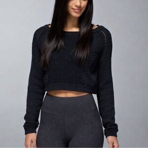 lululemon athletica Black Cropped Crewneck Sweater